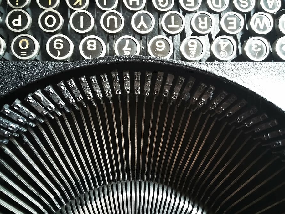 closeup, foto, máquina de escrever, tipo, fonte, escrita, autor, livro, ler, escrever
