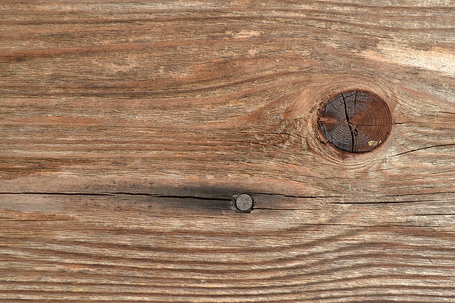 brown, wooden, board, gray, metal nail, node, cracks, wood, texture, wood - Material