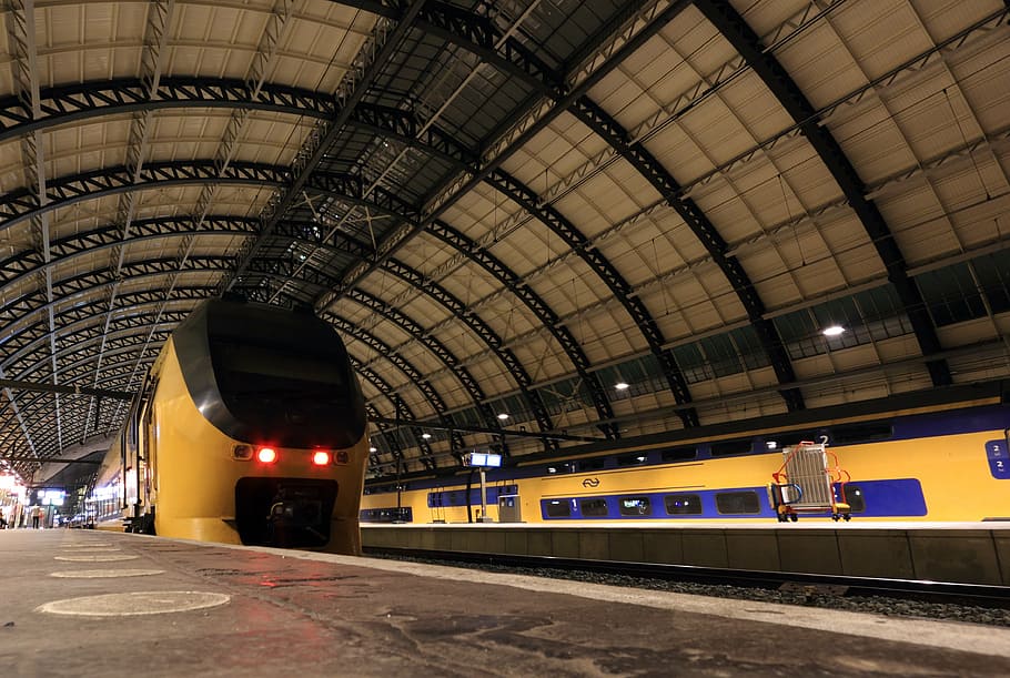 netherlands, amsterdam, station, central, roof, train, transportation, evening, railroad Track, railroad Station Platform