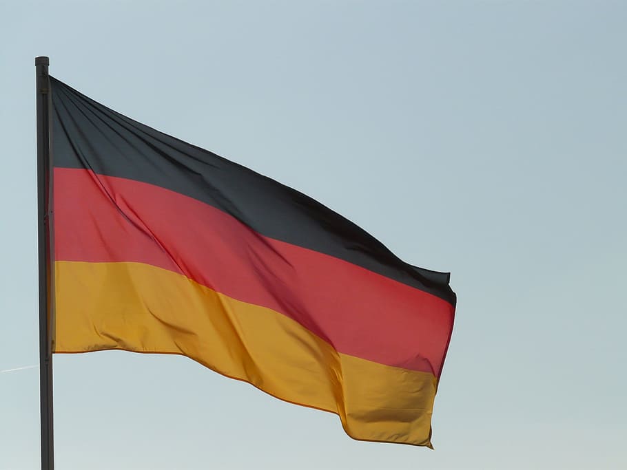 black, red, yellow, flag, germany, german flag, wind, blow, flutter, environment