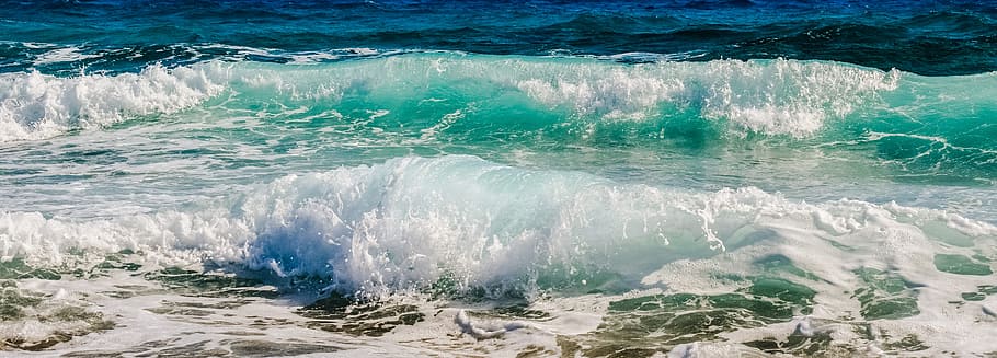 water waves, wave, smashing, foam, spray, sea, nature, wind, power, splash