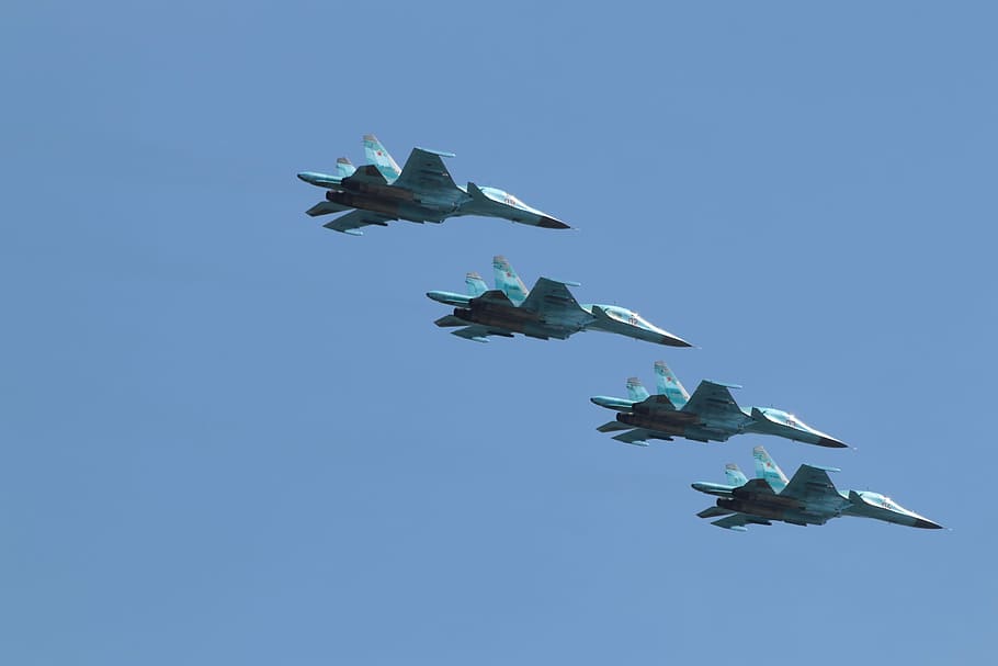 plane, military, aerobatics, higher, fleet, air, parade, sky, russia, moscow
