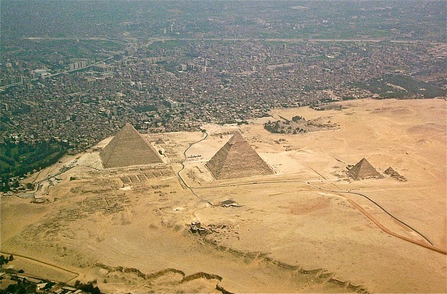 Giza Piramida, Cityscape, Mesir, foto, giza, domain publik, piramida, pasir, alam, lanskap