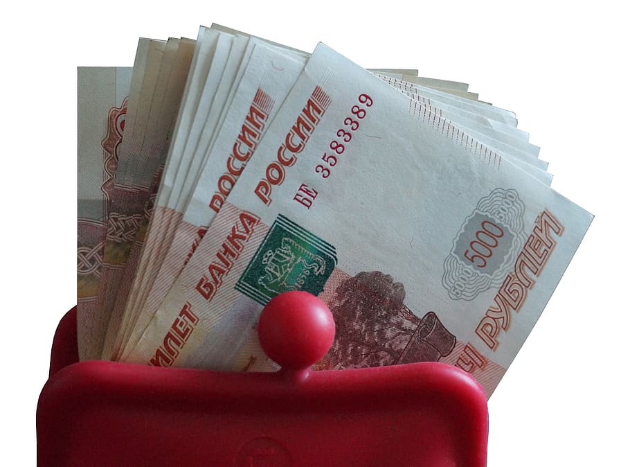 rubles in your purse, ruble, bills, currency symbol, 5000 rubles, waist bags, bill, savings, saving, money