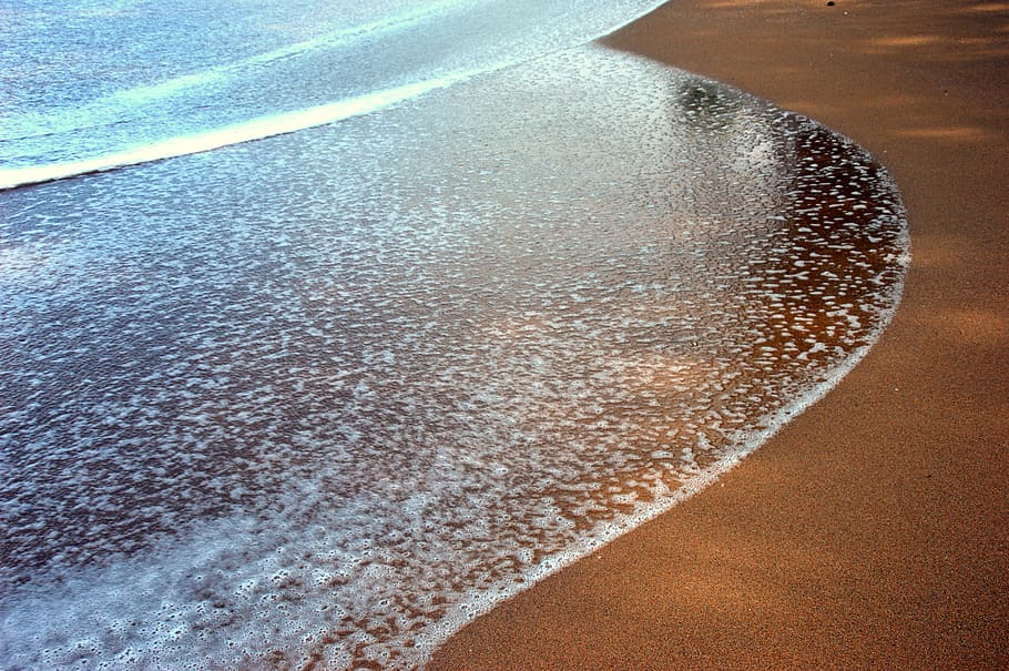 seashore during daytime, wave, scum, sand, beach, atlantic, ocean, water, aquatic sport, motion