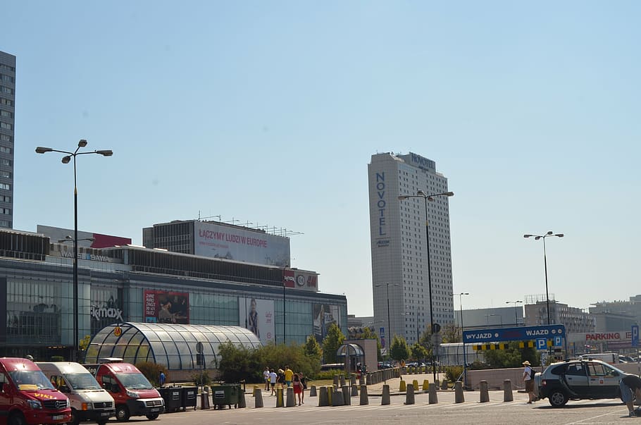 Varsovia, el centro de, desfile infantil, aglomeración, rascacielos, gran ciudad, Polonia, edificio, centro de la ciudad, superestructura