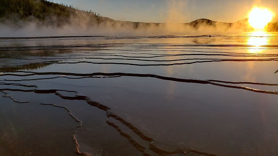 grand prismatic spring, yellowstone, usa, wyoming, adventure, geothermal, hot, spring, pool, water