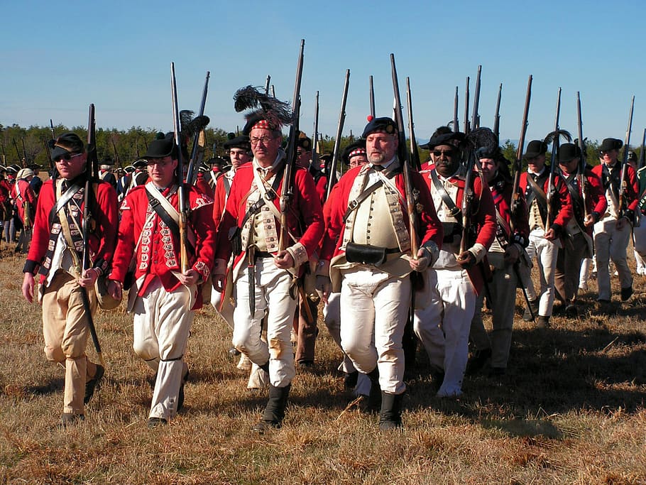 british soldiers reenactors, cowpens battlefield, British Soldiers, Reenactors, Cowpens, Battlefield, American Revolution, battle, historical, Marching