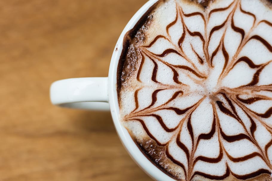 espresso, white, ceramic, mug, cappuccino, beverage, in the morning, do the job, art, pattern