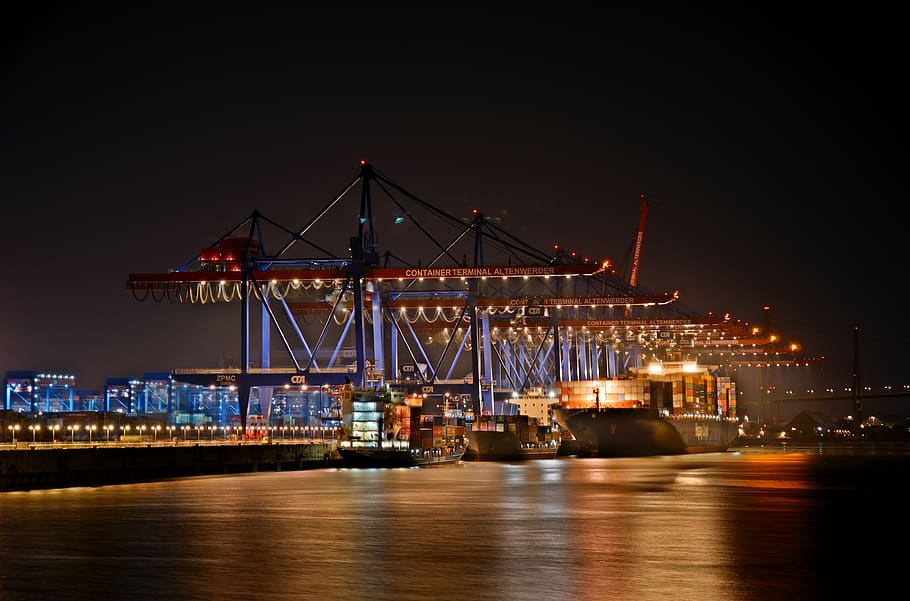 port, hamburg, hdr, container, elbe, container ship, water, hanseatic city, northern germany, ship