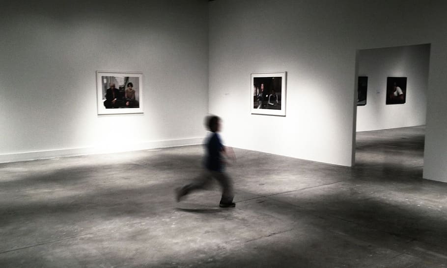 art gallery, painting, boy, museum, speed, collection, creativity, photograph, nobody, motion