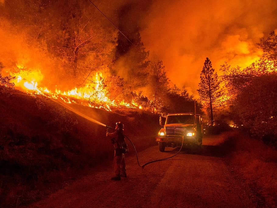incendios forestales, bomberos, fuego, llamas, caliente, quema, calor, peligroso, camión de bomberos, camión