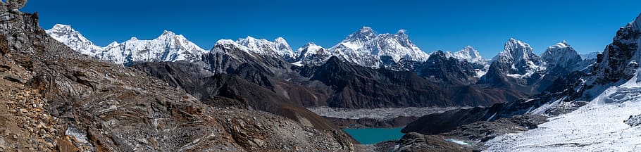 landscape, mountens, mount everest, nepal, himalaya, snow, lake, scenic, mountain, environment