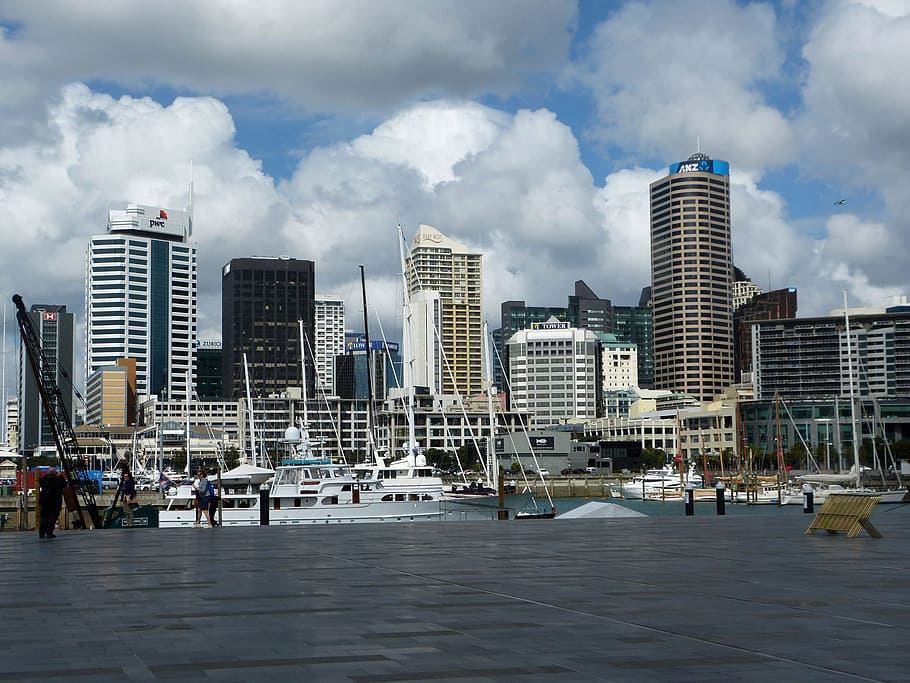 Buildings, City, Auckland, urban, cityscape, skyline, clouds, sky, skyscraper, panorama