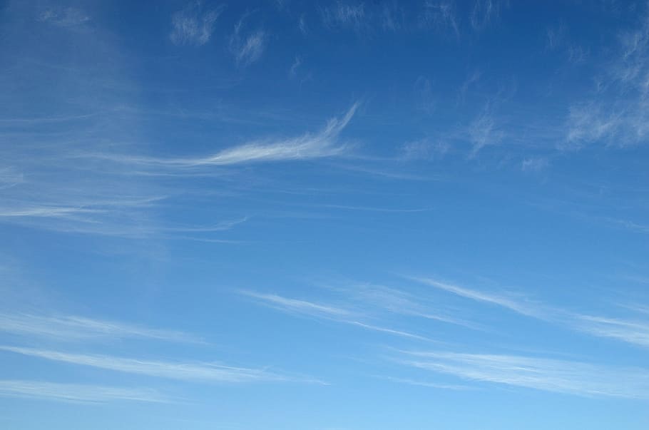 空, 覆われた, 巻雲, 青, 雲, 背景, 白, 自然, 天気, 空気