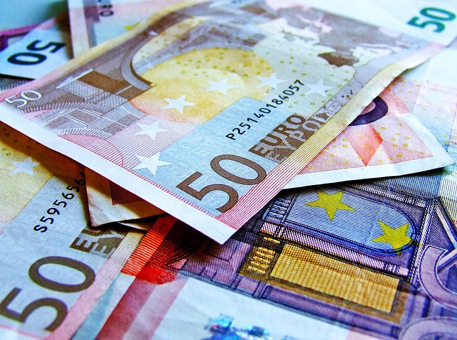 uang kertas, mata uang, euro, 50, uang kertas bekas, uang, keuangan, bisnis, kekayaan, perbankan