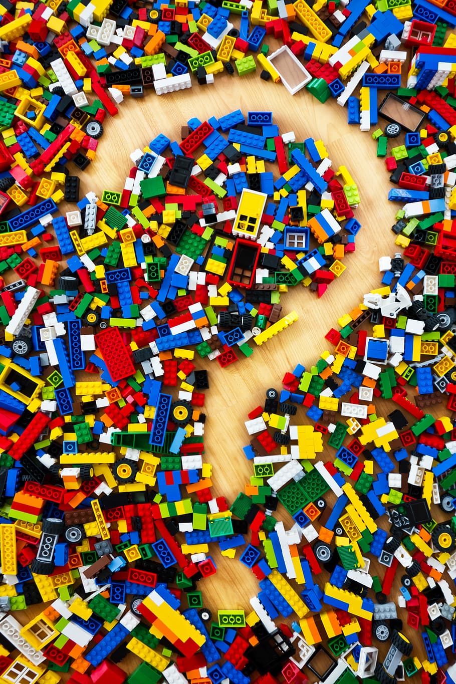 interlocking, blocks, formed, question mark, lego, lego blocks, legosammlung, play, search game, building blocks