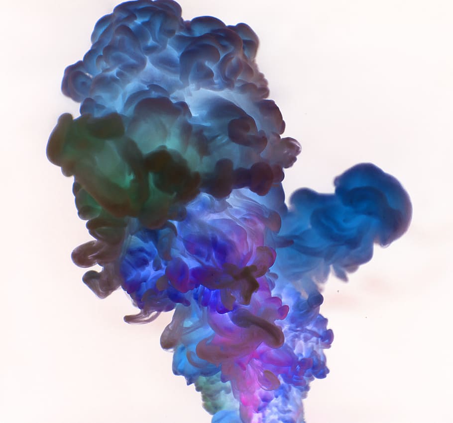 resumo, abstração, acrílico, aquático, arte, artístico, plano de fundo, azul, produto químico, nuvem