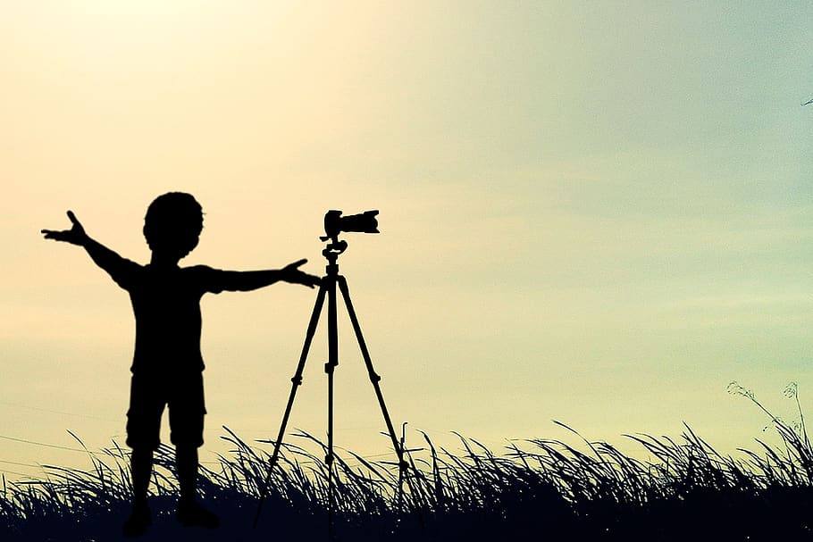 filmagens, criança, silhueta, fotografia, crianças, talento, fotógrafo, câmera, brinquedos, fofa