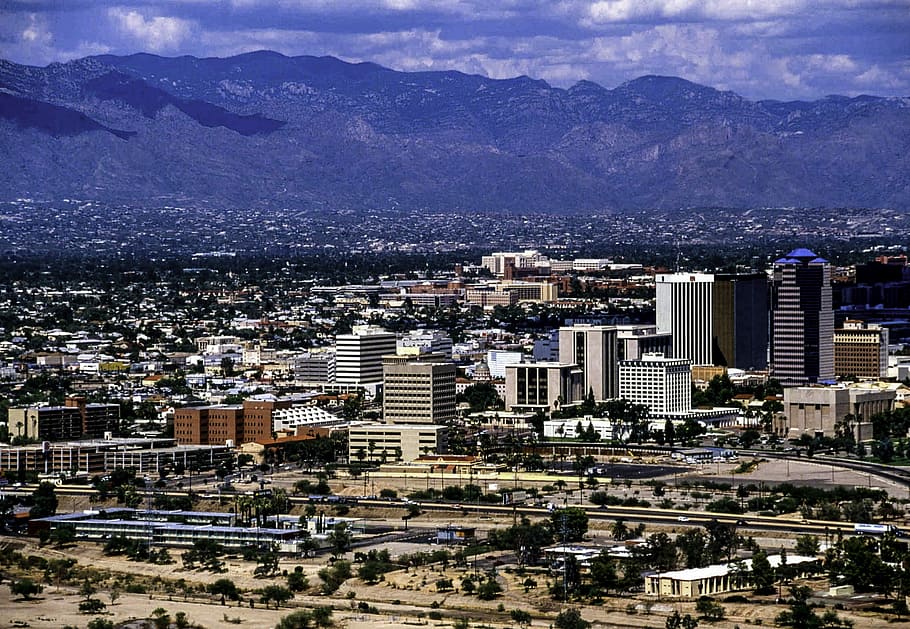 Tucson, Arizona, Paisaje urbano, edificios, fotos, montaña, dominio público, horizonte, Tuscon, Estados Unidos