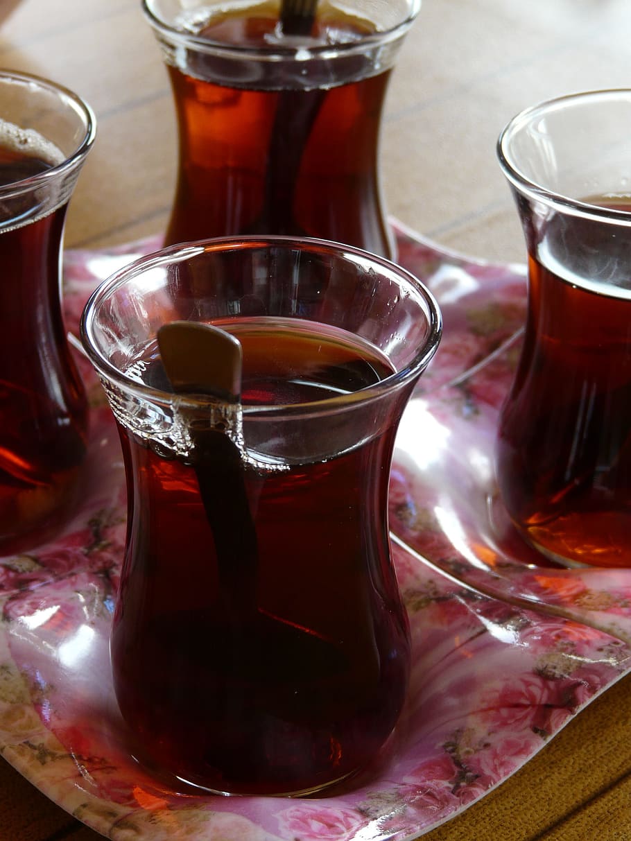 tea glass set, tee, turkish tea, drink, glass, spoon, napkin, food and drink, refreshment, drinking glass