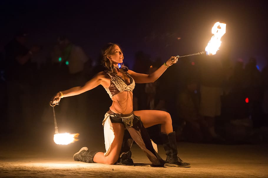 fire dancer, fire, artists, artistic, woman, dancer, hot, torch, young adult, one person