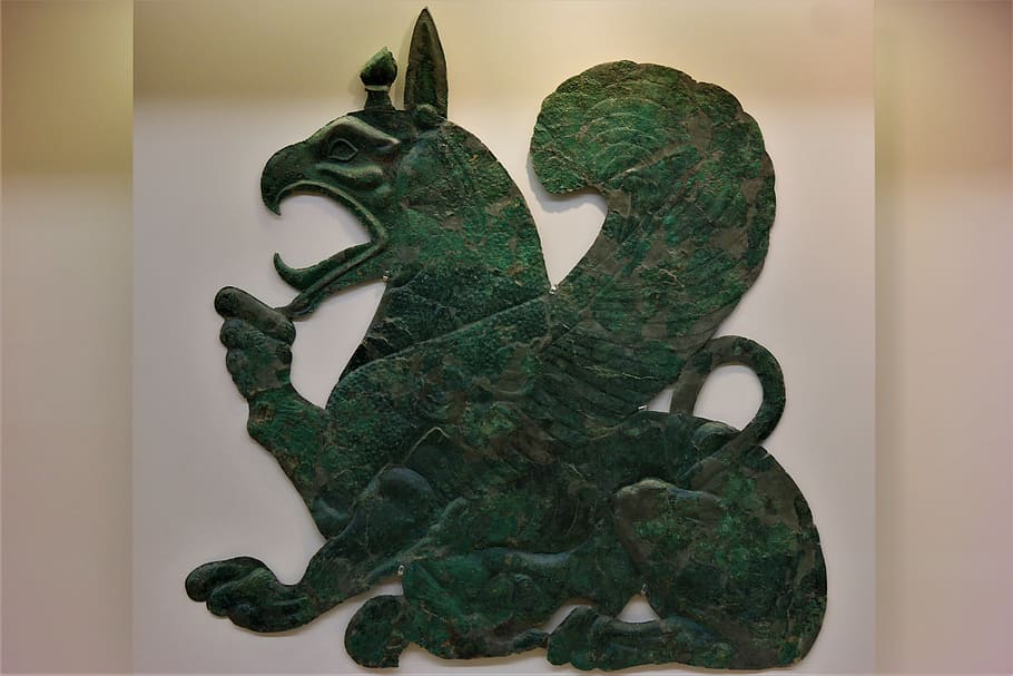 mythical creatures, griffin, artwork, sage, greece, olympia, museum, art and craft, animal representation, representation