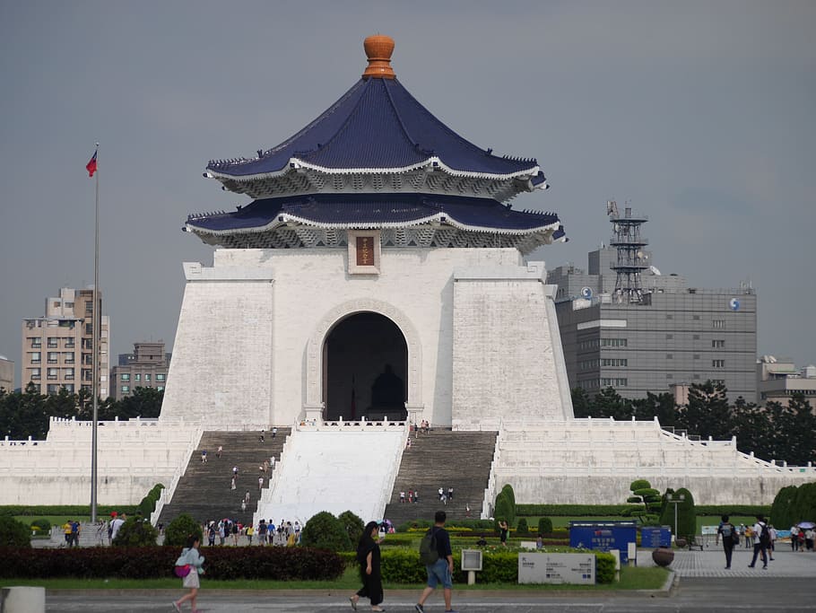 Taipei, Taiwán, arquitectura, sala conmemorativa de Chiang Kai-shek, cuadrado, histórico, taiwanés, famoso, paisaje, estructura construida