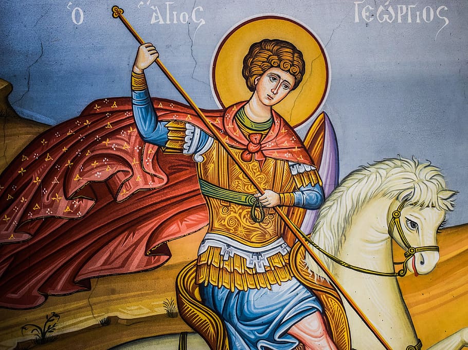 Georgios, Iconography, ayios georgios, saint, religion, christianity, orthodox, archangel gabriel, paralimni, indoors
