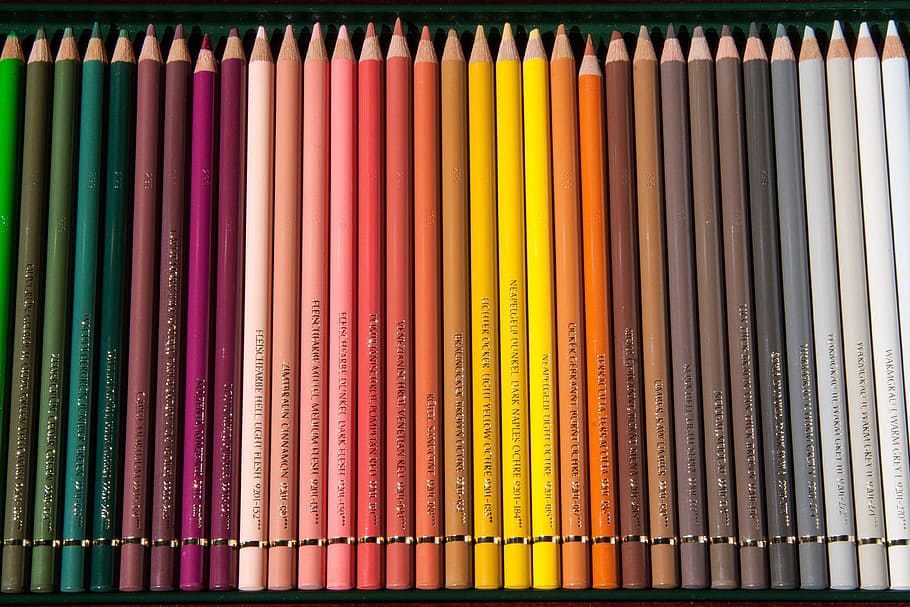 conjunto de canetas para colorir, colorir, caneta, conjunto, lápis de cor, dispositivo de escrita ou desenho, colorido, com minas coloridas, capa da mina, madeira lacada
