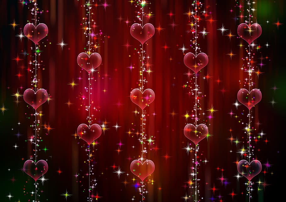 red hearts poster, background, valentine, heart, love, romance, bright, red, shiny, stars
