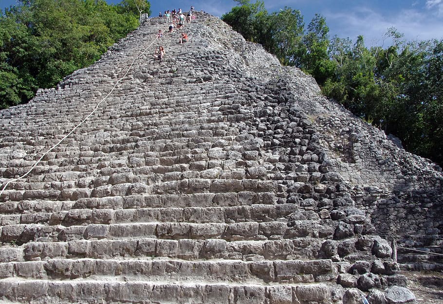 mexico, coba, pyramid, maya, antique, archaeological site, ruins, archaeology, pierre, travel