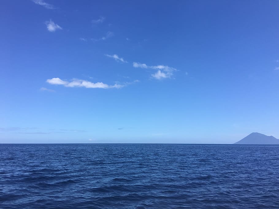 blue ocean, blue, manado, water, sea, scenics - nature, sky, horizon over water, beauty in nature, tranquil scene
