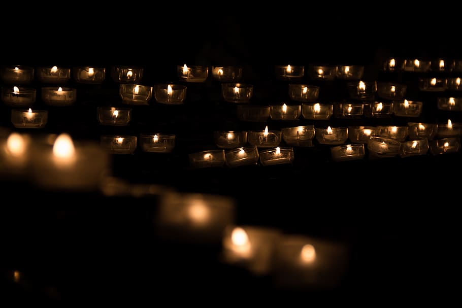 low, light photography, candles, low light photography, candle, candle light, tealight, church, church service, lighting