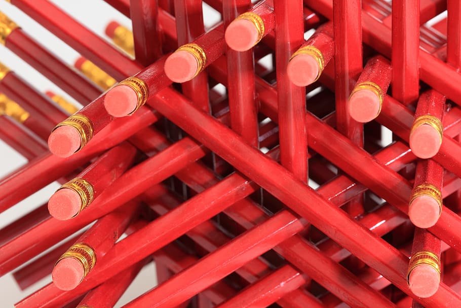 pencil, superglue, pointless, hexastix, eraser, writing, office, red, close-up, backgrounds