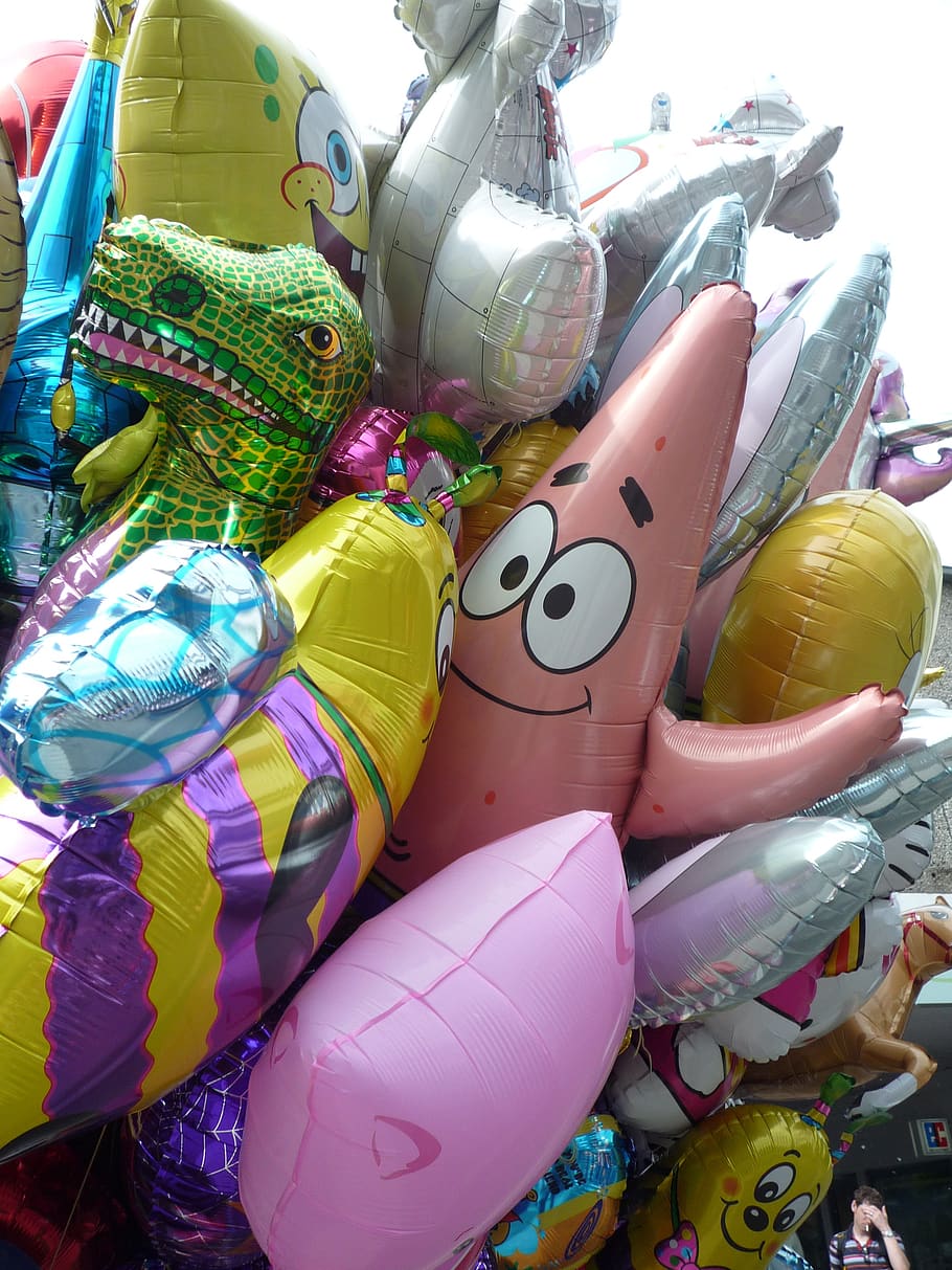 Balon, warna-warni, ulang tahun, pasar tahun, festival rakyat, mengapung, penjual balon udara, anak-anak, balon warna-warni, multiwarna
