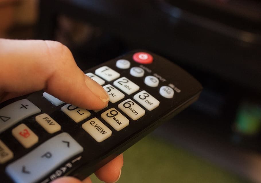 person, holding, black, remote, Remote Control, Button, Tv, Press, figures, human Hand