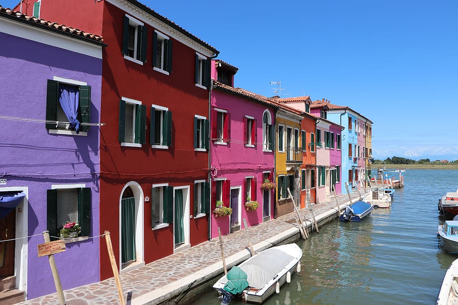 murano, laguna, penuh warna, turis, Italia, Venesia, pulau, seni, eksterior bangunan, air