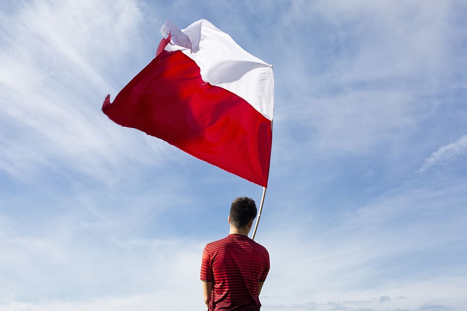 bandera, rojo, blanco, fútbol, ​​trenzado, abanico, rojo y blanco, copa mundial de la fifa, partidario, portugal
