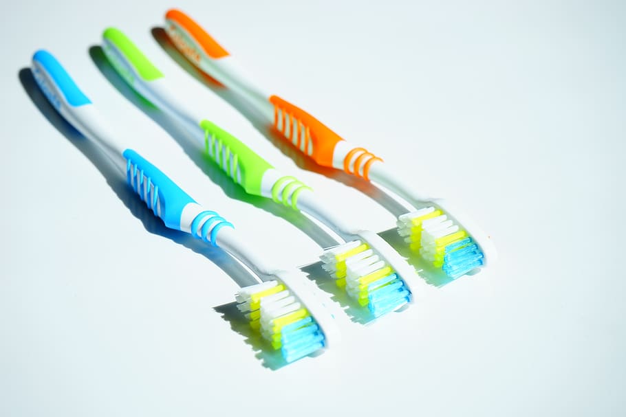three toothbrushes, tooth brushes, hygiene, clean, dental care, dental hygiene, toothbrush head, bless you, brush head, care
