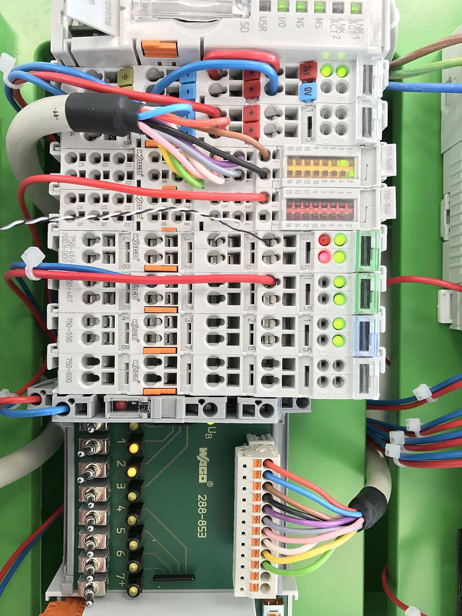 warna-warni, kabel, terpasang, putih, mesin, Industri, Teknik Elektro, industri 4, otomatisasi, wago