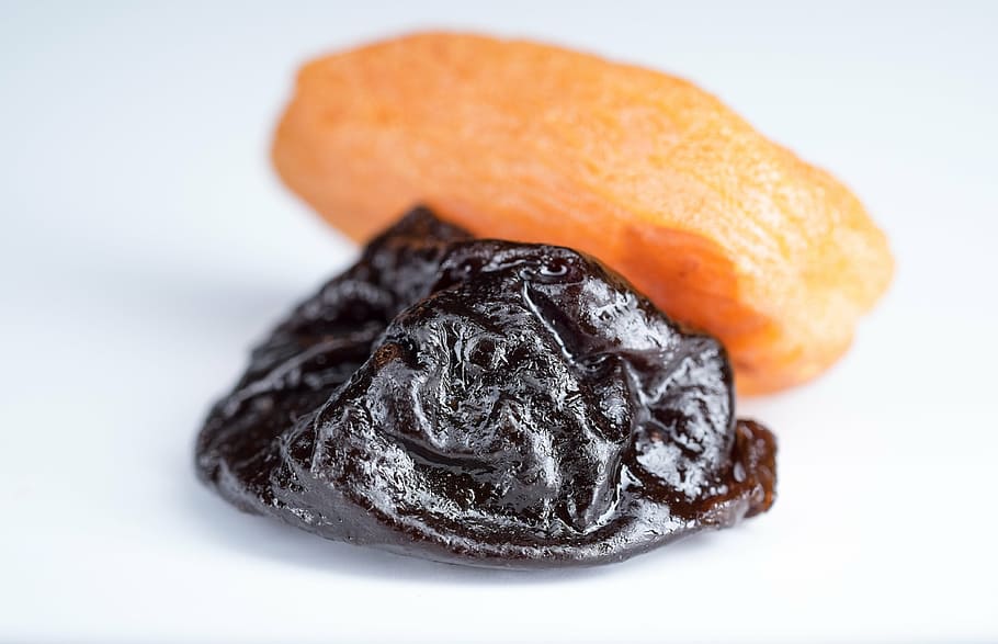 dried apricots, prunes, dried fruits, yellow, black, fruit, sweet, east, food, food and drink