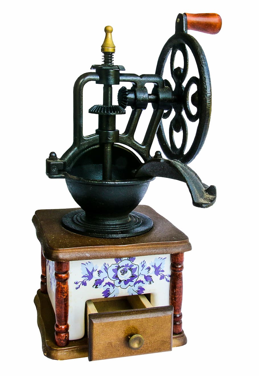 black, metal, manual, hand tool, coffee, grinder, old, crank, mill, historically