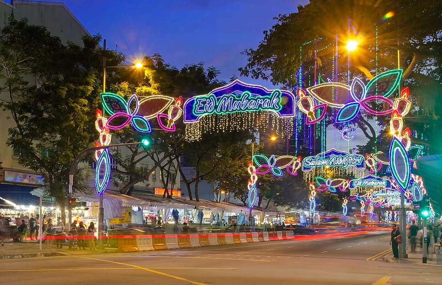 singapur, ramadán, geylang serai, festivo, encendido, celebración, festival, islámico, asiático, aidilfitri