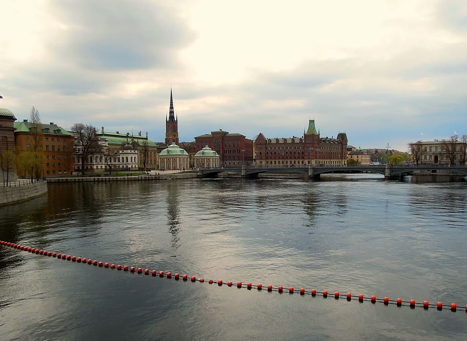 stockholm, gamla stan, old town, the urban landscape, bridge, sea, view, architecture, city, european