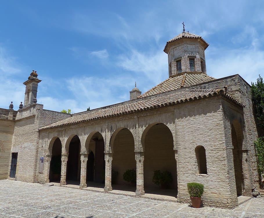 Alcázar, patio, morisco, arco, arquitectura, Andalucía, Jerez, estructura construida, exterior del edificio, cielo