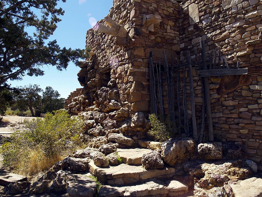 Native, Stone, Building, Grand Canyon, arizona, usa, tourist attraction, rocks, scenery, landscape