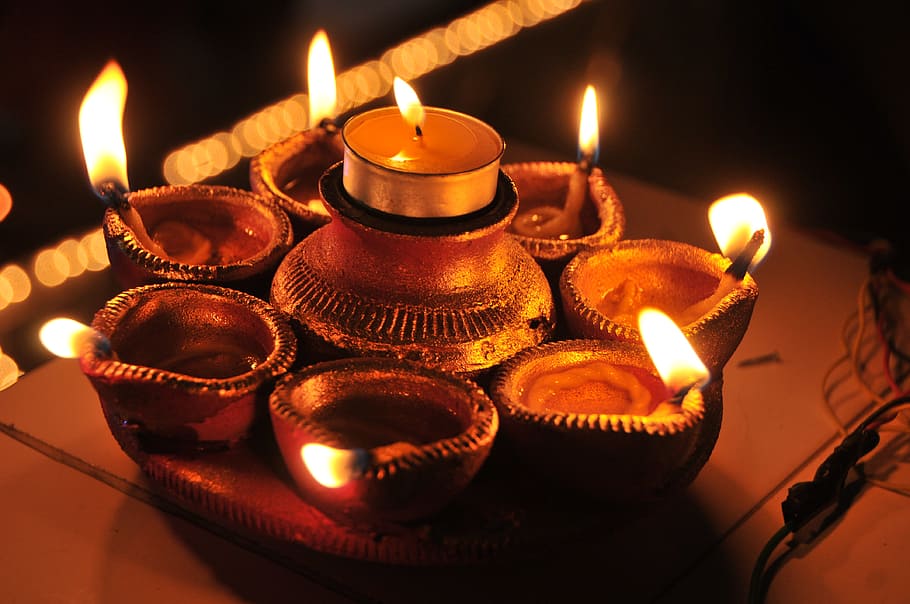 lit candles, festive, indian, devotion, burning, fire, flame, illuminated, fire - natural phenomenon, glowing