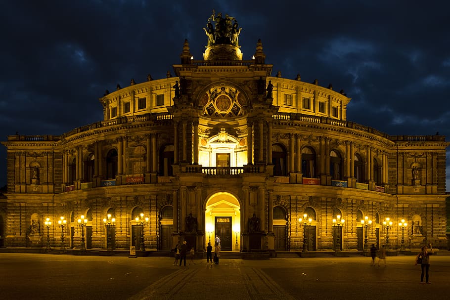 Ópera Semper, Ópera, Dresde, Alemania, Sajonia, casco antiguo, históricamente, arquitectura, hito, ciudad