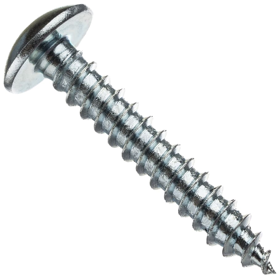screw, nail, hardware, parts, metal, studio shot, white background, indoors, copy space, single object